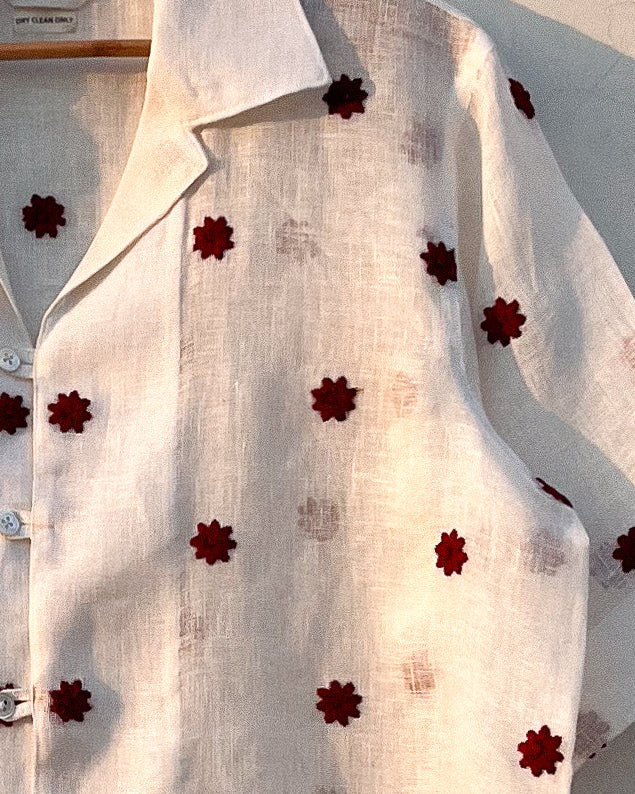 Linen Red Floral Shirt