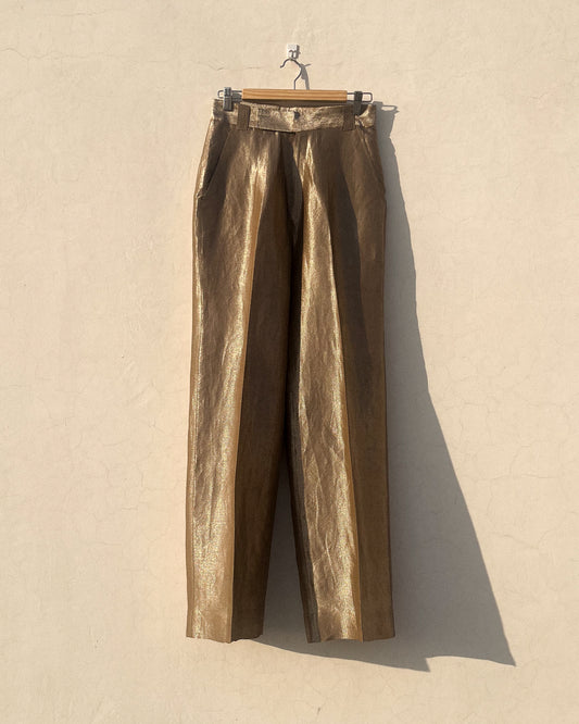 100% Silk Brocade High Waist Trousers